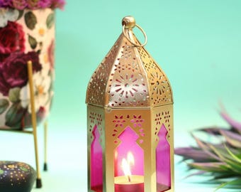 Moroccan Candle Lantern – Indian Home Decor, Hanging Tealight Holder, Boho Accent, Assorted Mirror Colors