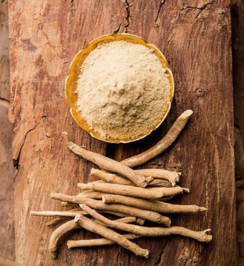 ashwagandha root with powder dried herbal withania somnifera natural product