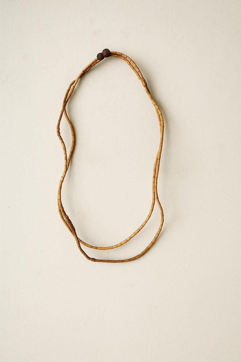 Kanthi mala double strand necklace – natural wooden beads for daily spiritual wear