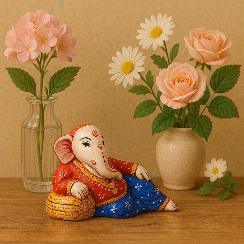 relaxing ganesha idol decorative ganpati murti home decor showpiece
