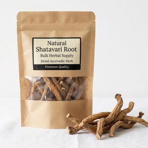 Shatavari roots with packaging pouch – natural herbal roots for ayurvedic use and bulk quantity supply