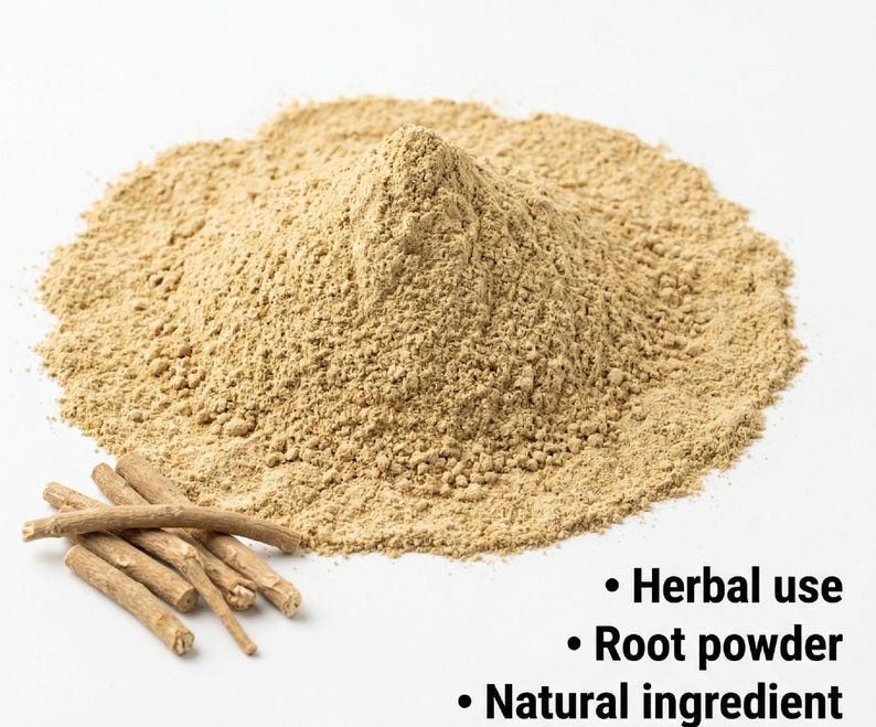 Fine ashwagandha powder heap with roots – organic ashwagandha powder for immunity and wellness