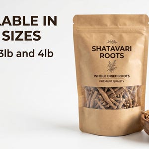Shatavari roots packaging with size info – bulk shatavari roots available in multiple sizes for wholesale buyers