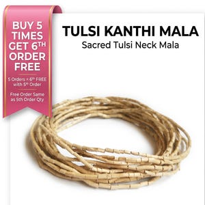 Tulsi Kanthi Mala Necklace with natural tulsi wood beads, sacred neck mala for daily spiritual wear