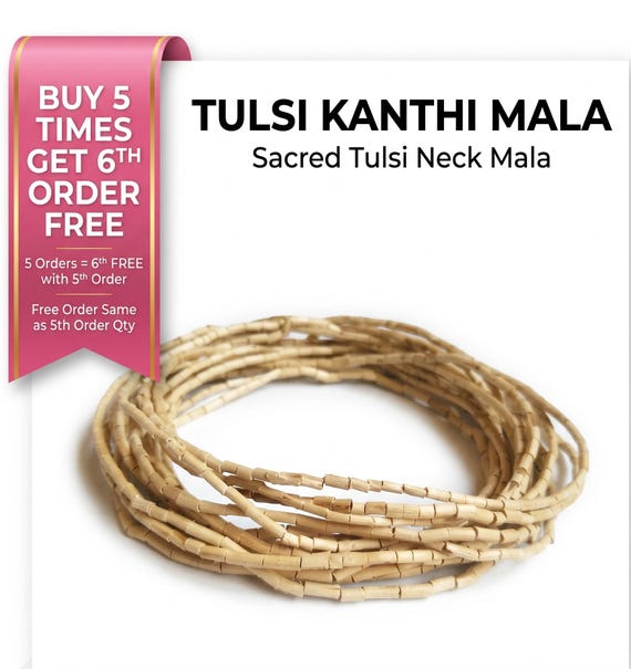 Tulsi Kanthi Mala Necklace, Sacred Wood Beads, Japa Mala, 1 2 3 Round