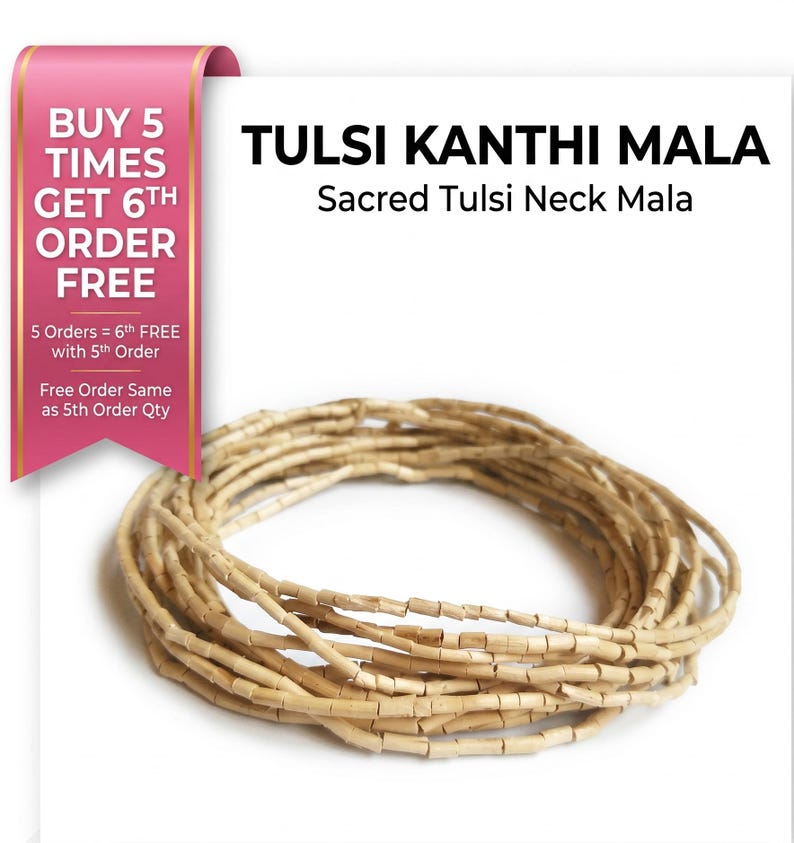 Tulsi Kanthi Mala Necklace with natural tulsi wood beads, sacred neck mala for daily spiritual wear