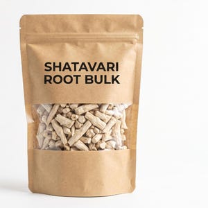 Shatavari roots bulk packaging pouch – premium asparagus racemosus roots for wholesale and ayurvedic use
