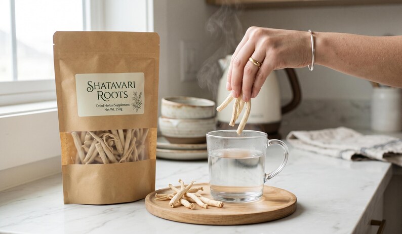 Shatavari roots with tea preparation – how to use shatavari roots in water for herbal drink and daily wellness