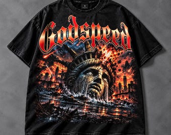 Apocalyptic Streetwear PNG, Statue of Liberty Graphic, Gothic Y2K Shirt Design, DTF Download