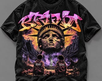 Statue of Liberty PNG, Graffiti Streetwear Design, Urban Grunge DTF T-Shirt Graphic