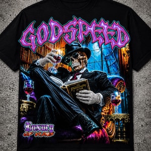Calavera Godspeed PNG, Esqueleto gótico descarga digital, Gráfico de streetwear oscuro, Estilo tatuaje vintage, Alta
