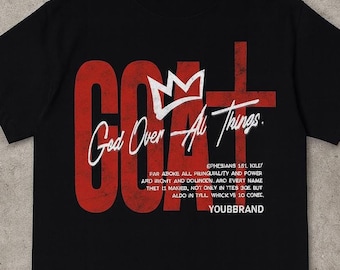 Christelijk T-shirtontwerp – GOAT God over All Things typografie grafisch, bijbelvers digitale download