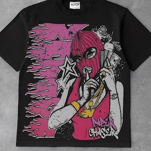 Pink Ski Mask Girl Graffiti Art Print: Urban Streetwear (digital