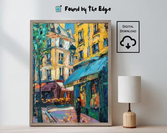 Impressionist Paris Print: Montmartre Street Scene (Digital Download) 00080