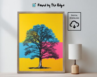 Pop Art Tree Print, Colourful Modern Wall Art (Digital Download) – 00142