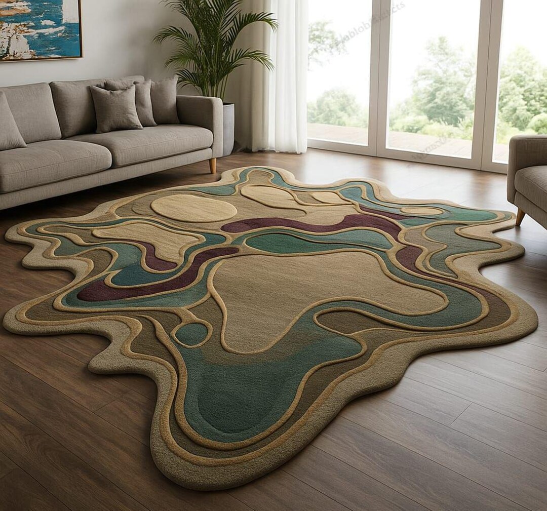 Modern Irregular Abstract Rug | Multicolor Hand-tufted High Pile Carpet ...