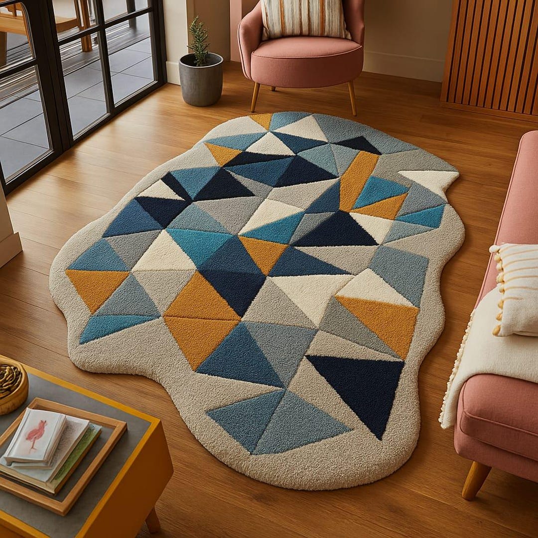 Hand Tufted Soft Premium Colorful Irregular Triangle Shape Are Rugs ...