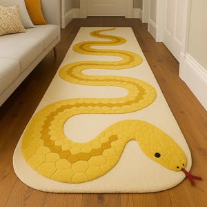 Tapete de cobra feito à mão, 90 cm x 3 m – Corredor de serpente ousado para corredores | Decoração aconchegante com tapetes de animais | Tapetes de 2,4 x 3 m, 90 cm x 15 cm, 90 cm x 20 cm, para quarto infantil