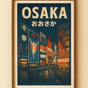 Osaka Travel Poster – Vintage Japan Wall Art for Japan Lovers, Gift for Travelers – Unique Japanese City Print for Home or apartment/flat