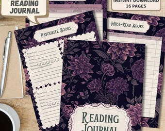 Diario de lectura Dark Academia: Regalo imprimible para amantes de los libros góticos (Inserciones para planificador en PDF)