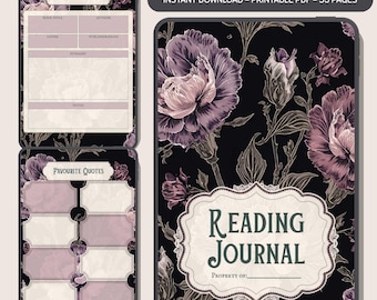 Diario de lectura Dark Academia: Regalo imprimible para amantes de los libros góticos (Inserciones para planificador en PDF)