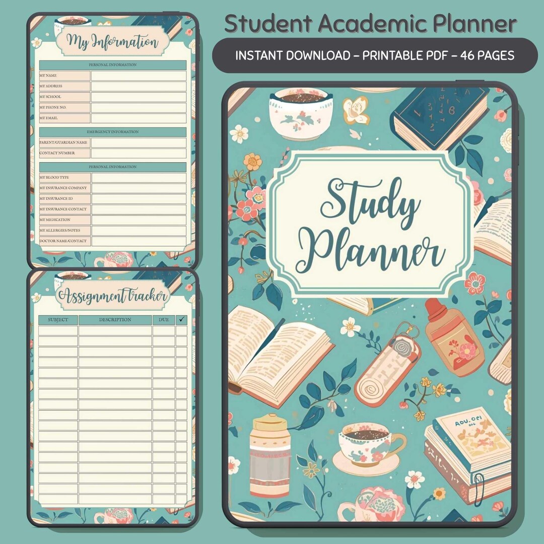 Printable Student Planner Bundle (PDF): Academic Planner Inserts in A4 ...
