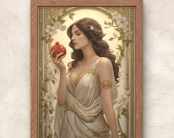 Lámina Art Nouveau de Perséfone: Mitología griega, diosa vintage (Descarga digital)