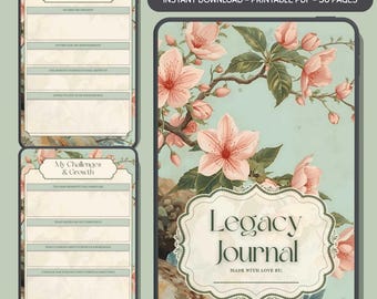 Guided Legacy Journal Printable with Prompts: Memory Keepsake, Parent Life Story Book (PDF)