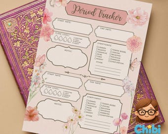 Registro de síntomas menstruales imprimible: Flor rosa pastel