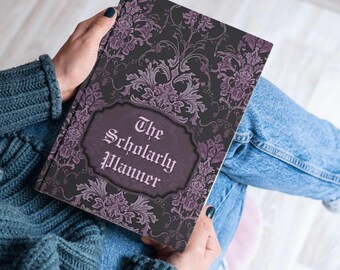 Zestaw wkładek do planera dla studentów Dark Academia do druku: Damask Gothic Purple Study Academic Organizer (PDF)