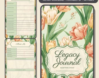 Tulips Family Legacy Journal: Memory Keepsake Self Reflection Letter Life Story Book (PDF)