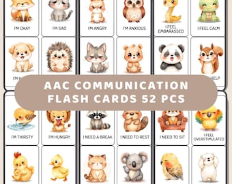 Printable AAC Communication Flash Cards: Autism & Speech Delay (52 Pcs PDF)