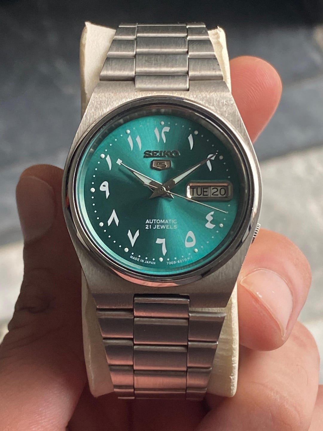 ア*ベ様 SEIKO 5自動巻き時計 ステンレスバンド 黒文字盤 アラビア文字表 il_1080xN.7124290069_pgf7.jpg