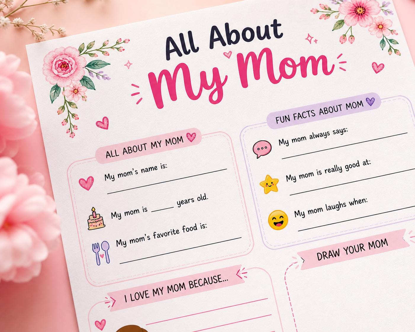 Mom. Printable Worksheet.pdf All About My Mom Printable Worksheet | Mother's Day Kids Activity ...