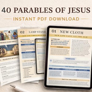 40 parábolas de Jesús: Estudio bíblico en PDF / Cuaderno de lecciones sobre historias cristianas (descarga digital)