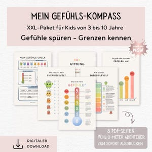 Att förstå känslor + respektera gränser – Mindfulness-paket för barn | Energinivåskala | PDF-nedladdning (DIN A4 och A3)