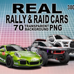 Rally- och Raidbilar PNG-paket: Racingbil Clipart (digital nedladdning)