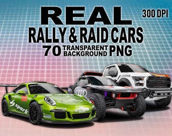 Rally & Raid Cars PNG Bundle: Racing Car Clipart (Digital Download)