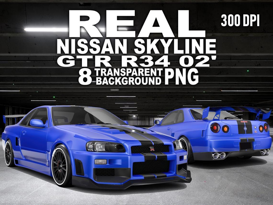 Nissan Skyline GTR R34 2002 Transparent PNG Bundle - Etsy