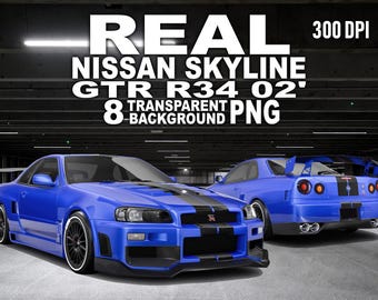 Nissan Skyline GTR R34 2002 Transparent PNG Bundle