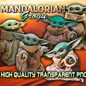5 Premium Mandalorian Grogu Clipart, PNG, Design, Vector graphics, Digital, 300 DPI, 4K