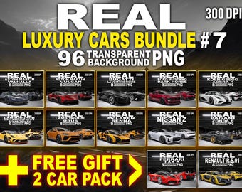 Luxury Cars Bundle #7, 96 Transparent PNG 300 DPI Supercar Clipart Pack