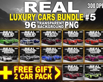 Luxury Cars Bundle #5, 96 Transparent PNG 300 DPI Supercar Clipart Pack