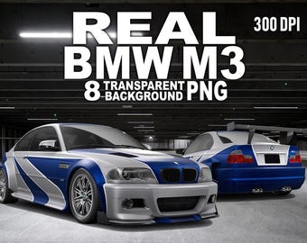 BMW M3 Street Race Car 8 Transparent Background PNG