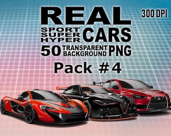 実車のクリップアート：透明なPNGグラフィック50枚（デジタルダウンロード、2K+）