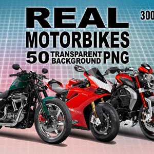 Motorbike Clipart PNG Bundle: Racing Motorcycles, Transparent Illustrations (Digital Download)