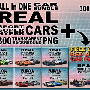 Real Car Clipart Bundle: 300 PNG Images for Sublimation & Digital Art