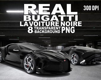 Bugatti La Voiture Noire PNG Bundle Real Car Clipart Luxury Supercar 2K+ PNG Pack