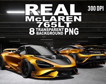 McLaren 765LT PNG, 8 Transparent Car Clipart, Real Supercar PNG Bundle, High Resolution 300 DPI