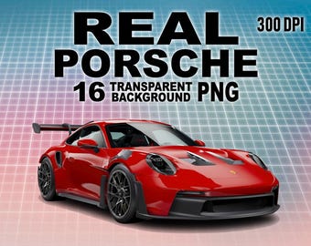 16 Realistic Porsche Real Car Clipart 2K+ PNG Pack
